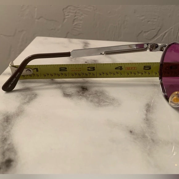 NEW! Purple Round Lens Sunglasses Silver Designed Metal Spring Sides - Picture 12 of 14